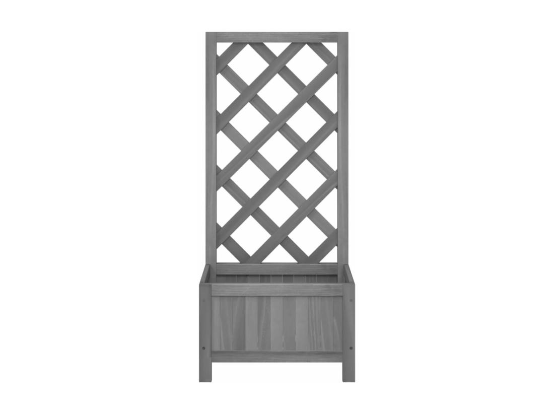 vente unique Jardinière avec treillis gris bois massif de sapin