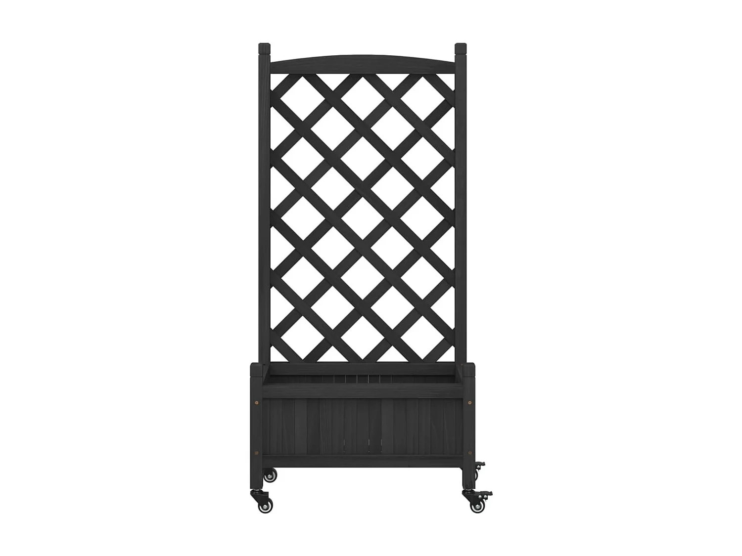 Jardinera con enrejado y ruedas madera maciza de abeto negro