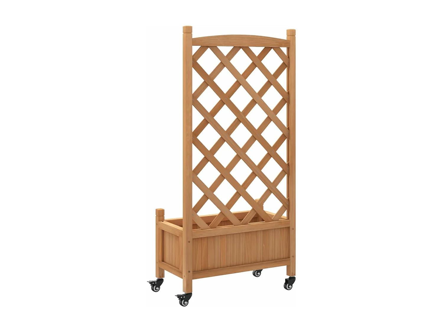 Jardinera con enrejado y ruedas madera maciza de abeto marrón