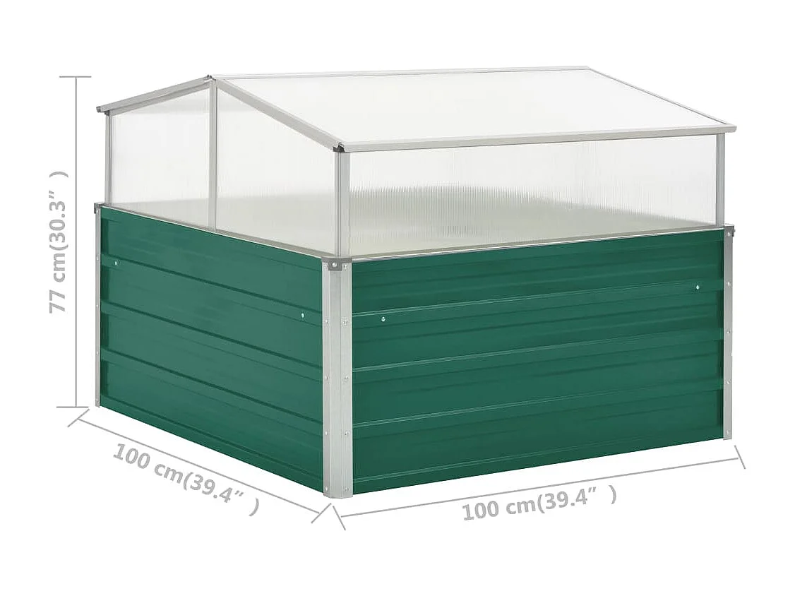 Invernadero de acero galvanizado verde 100x100x77 cm