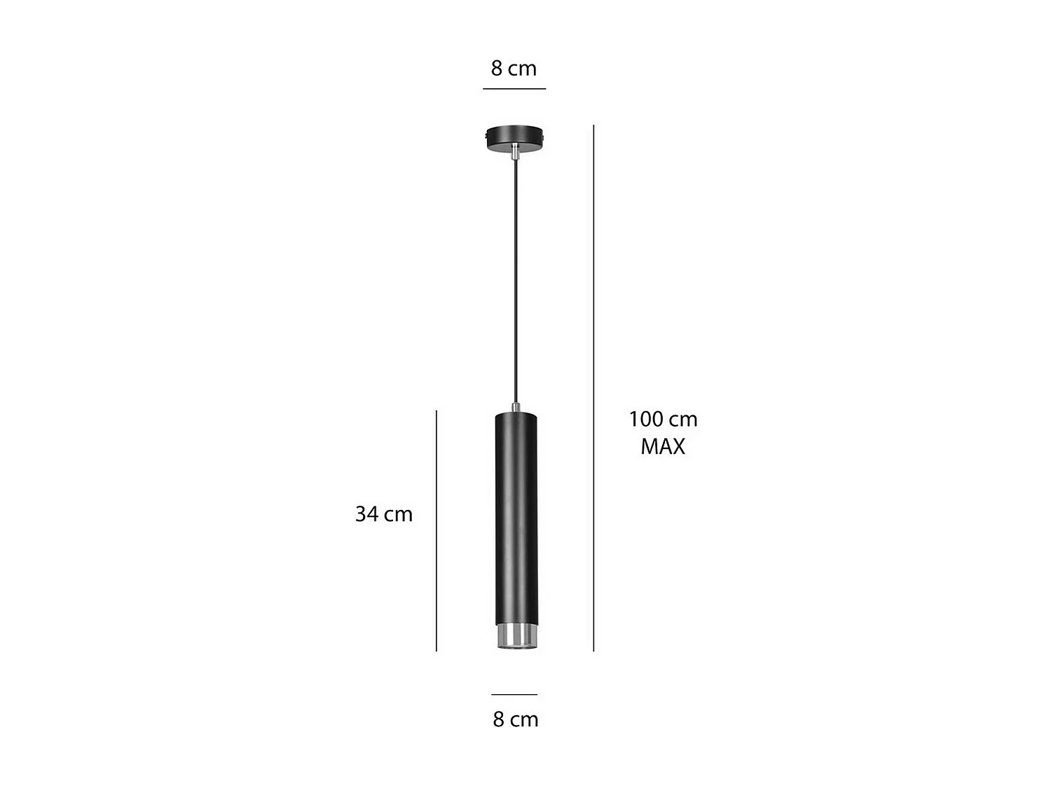 Lampa Wisząca Kibo 2, Czarny, 8x100x8 cm, Seven Design