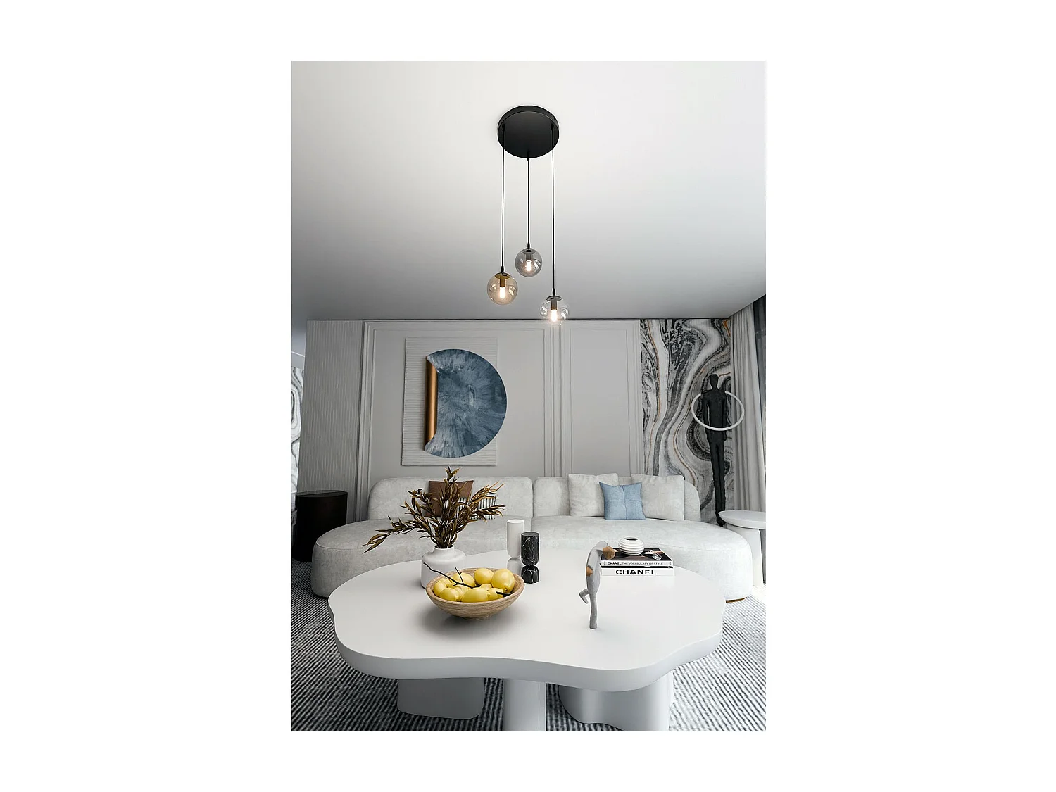 Hanglamp Cosmo, Zwart, 40x100x40 cm, Seven Design