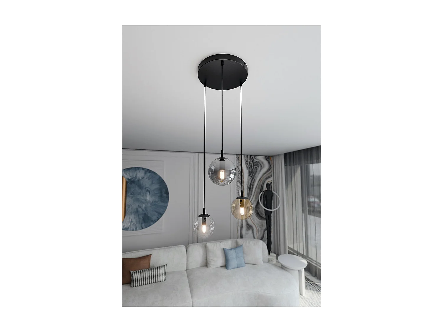 Hanglamp Cosmo, Zwart, 40x100x40 cm, Seven Design