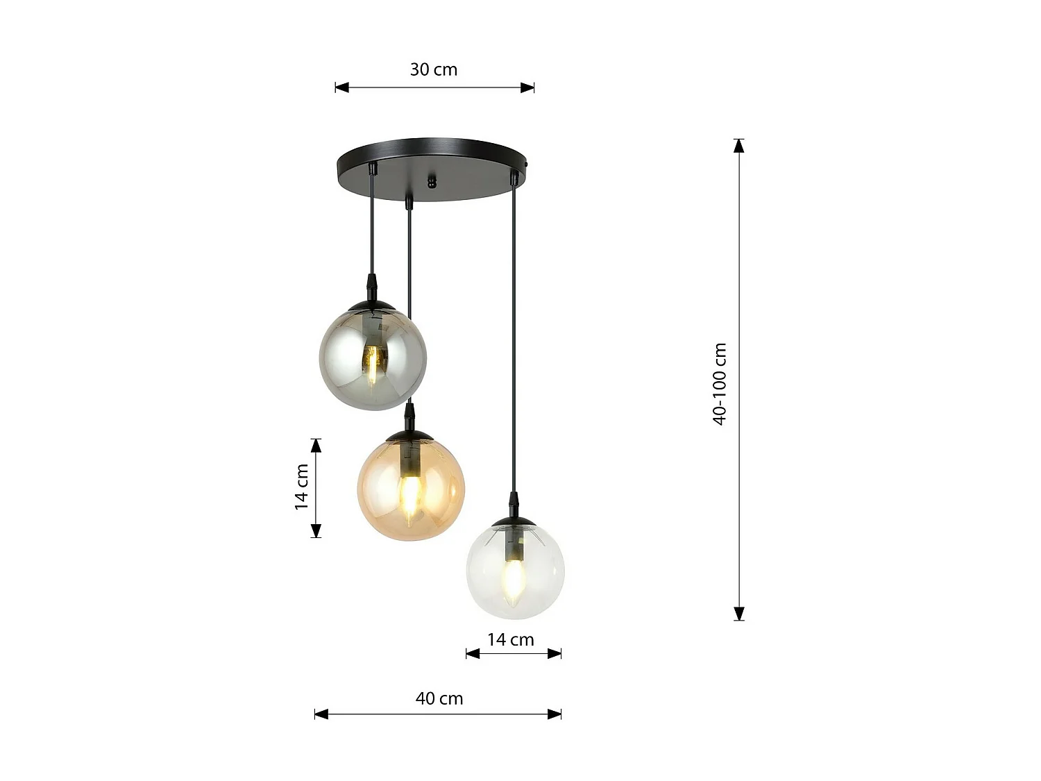 Hanglamp Cosmo, Zwart, 40x100x40 cm, Seven Design