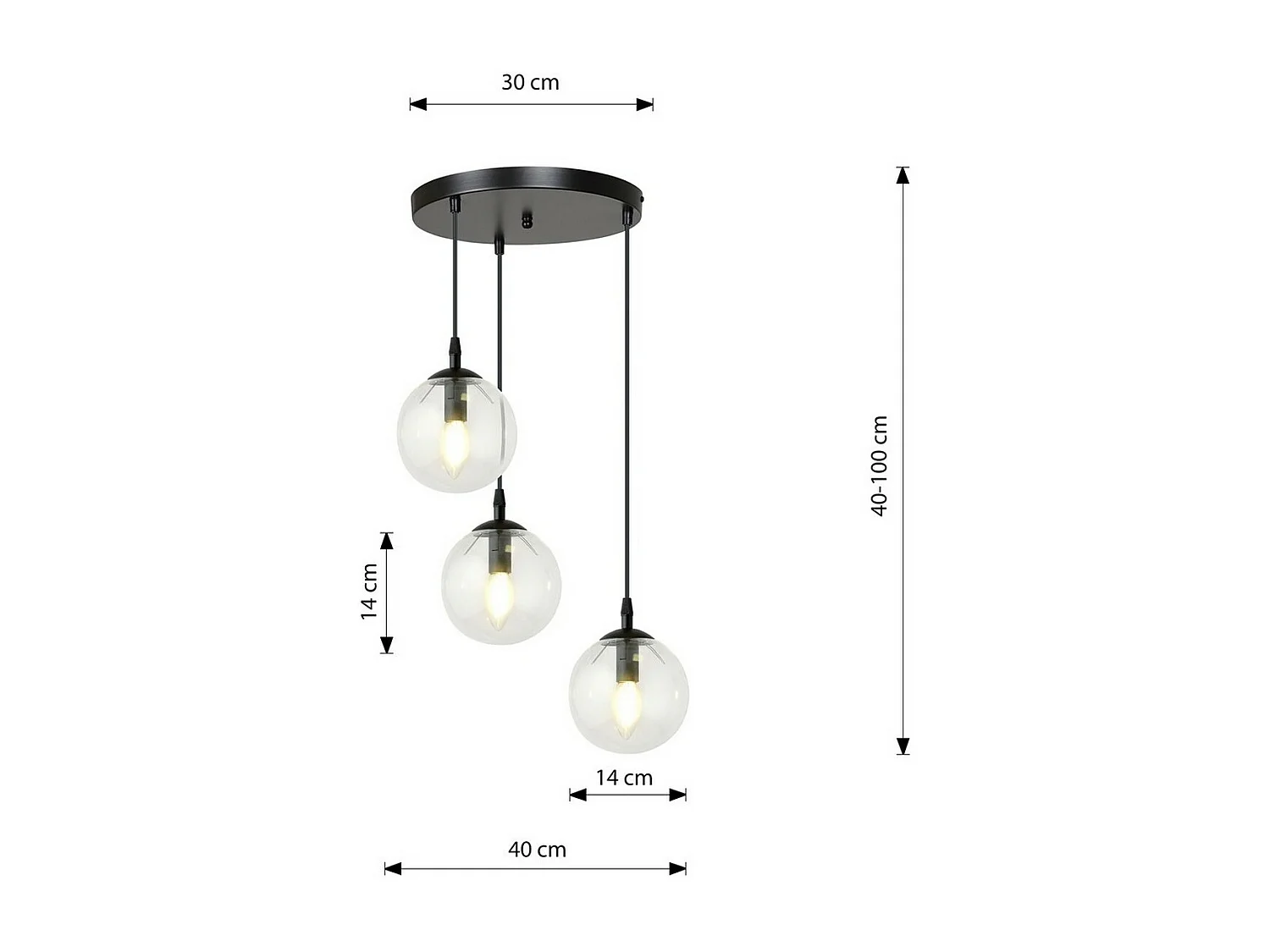 Hanglamp Cosmo, Zwart, 40x100x40 cm, Seven Design