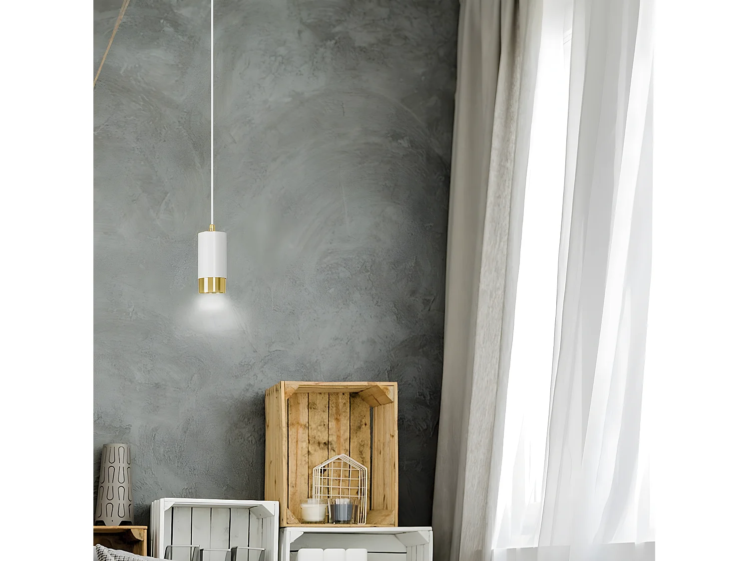 Suspension Fumiko 1, Blanc, 8x100x8 cm, Seven Design