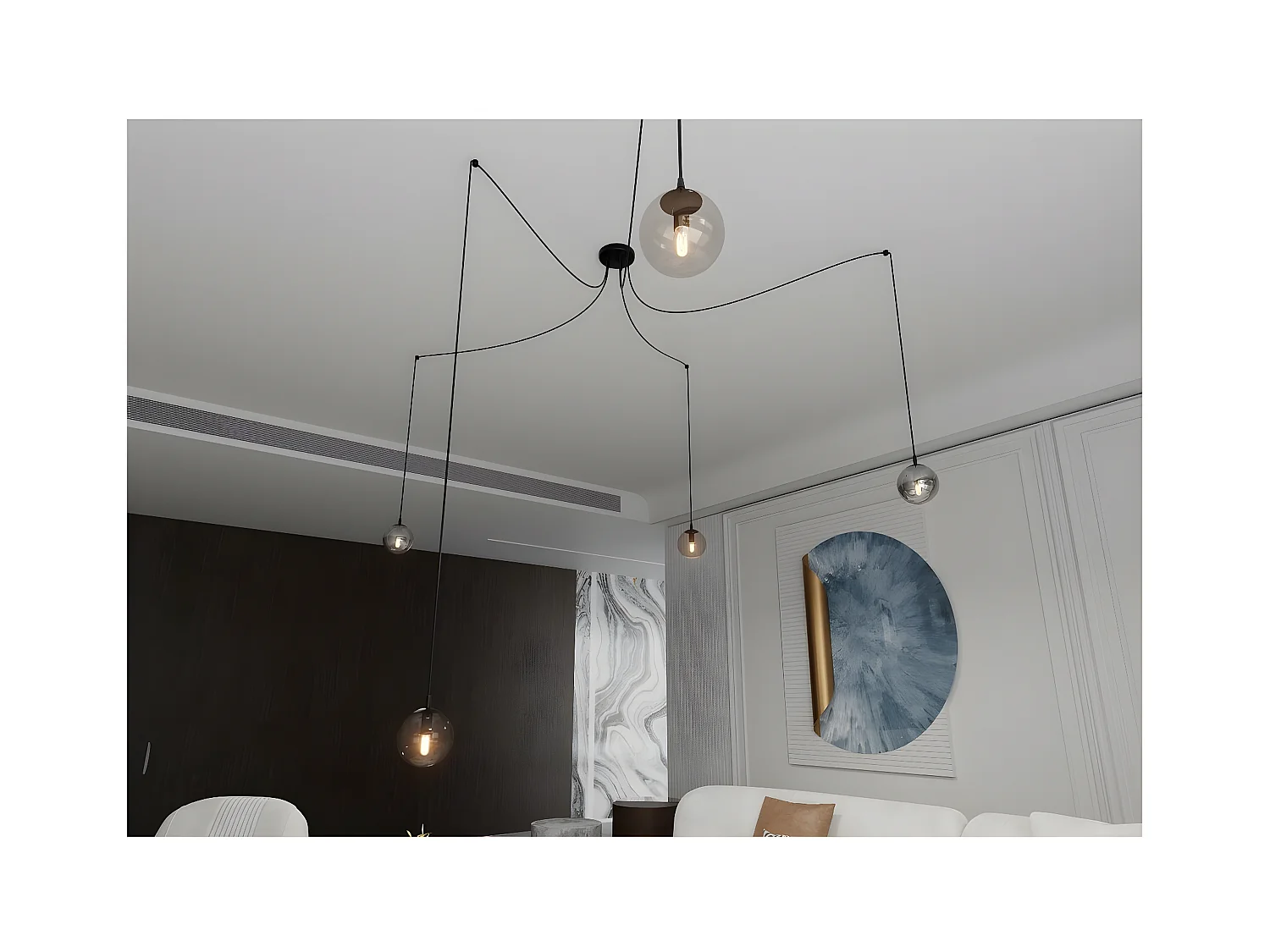 Lampada a Sospensione Gigi, Nero, 200x200x70 cm, EPIKASA
