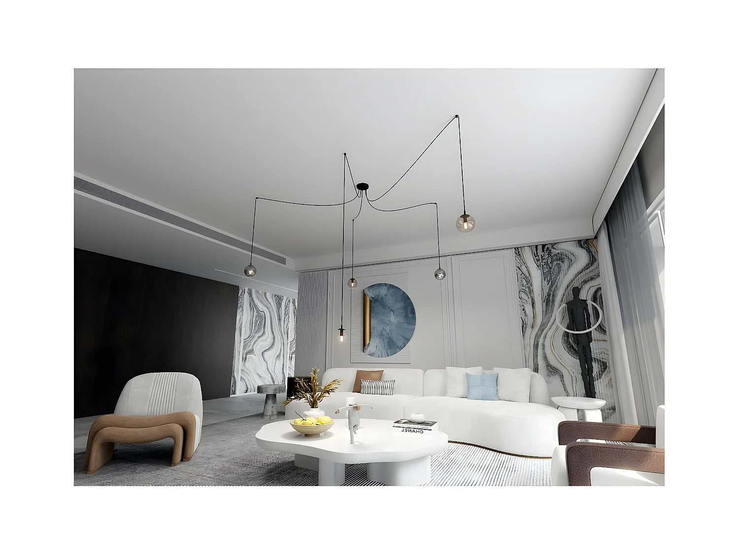 Lampada a Sospensione Gigi, Nero, 200x200x70 cm, EPIKASA
