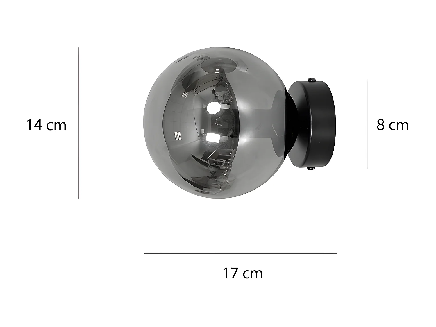 Candeeiro de Parede Rossi, Preto, 15x15x16 cm, EPIKASA