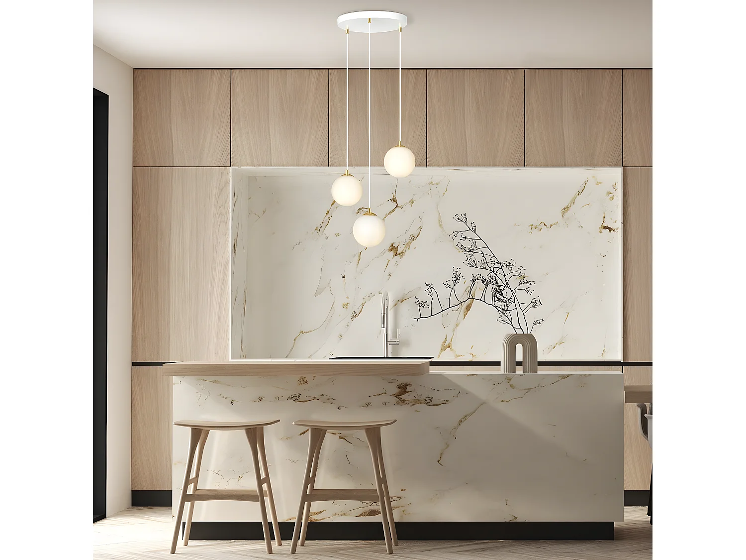 Hanglamp Royal, Wit, 40x100x40 cm, Seven Design