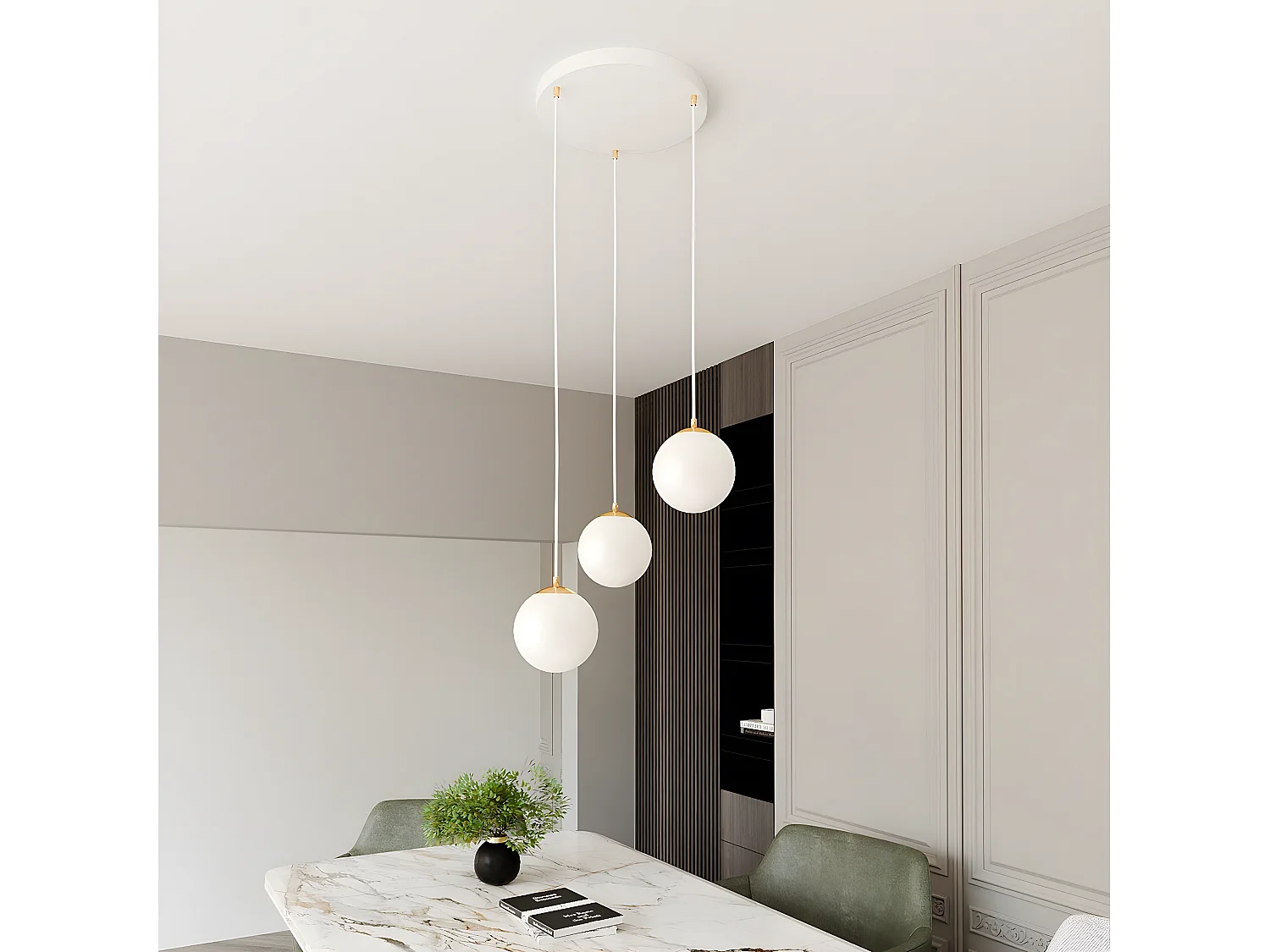 Lampa Wisząca Royal 2, Biały, 40x100x40 cm, Seven Design