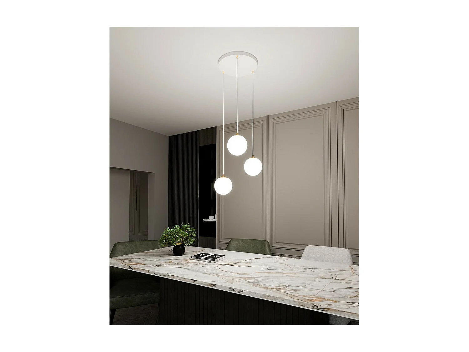 Lampa Wisząca Royal 2, Biały, 40x100x40 cm, Seven Design