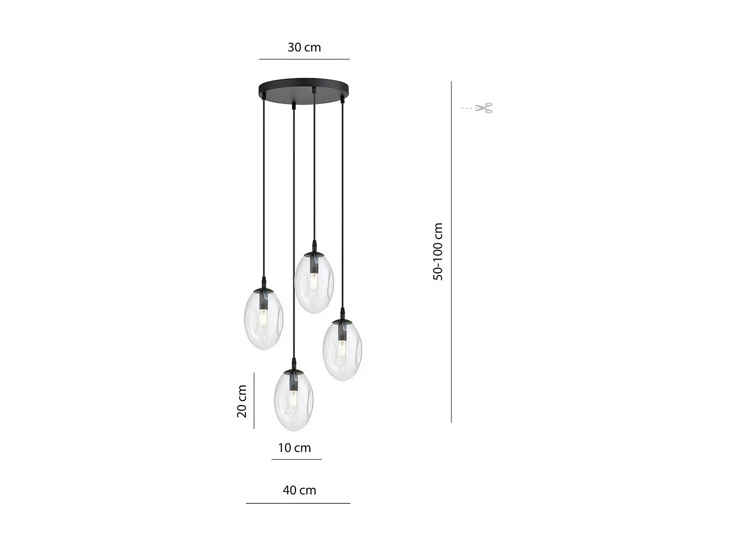 Suspension Astral 1, Noir, 40x100x40 cm, Seven Design