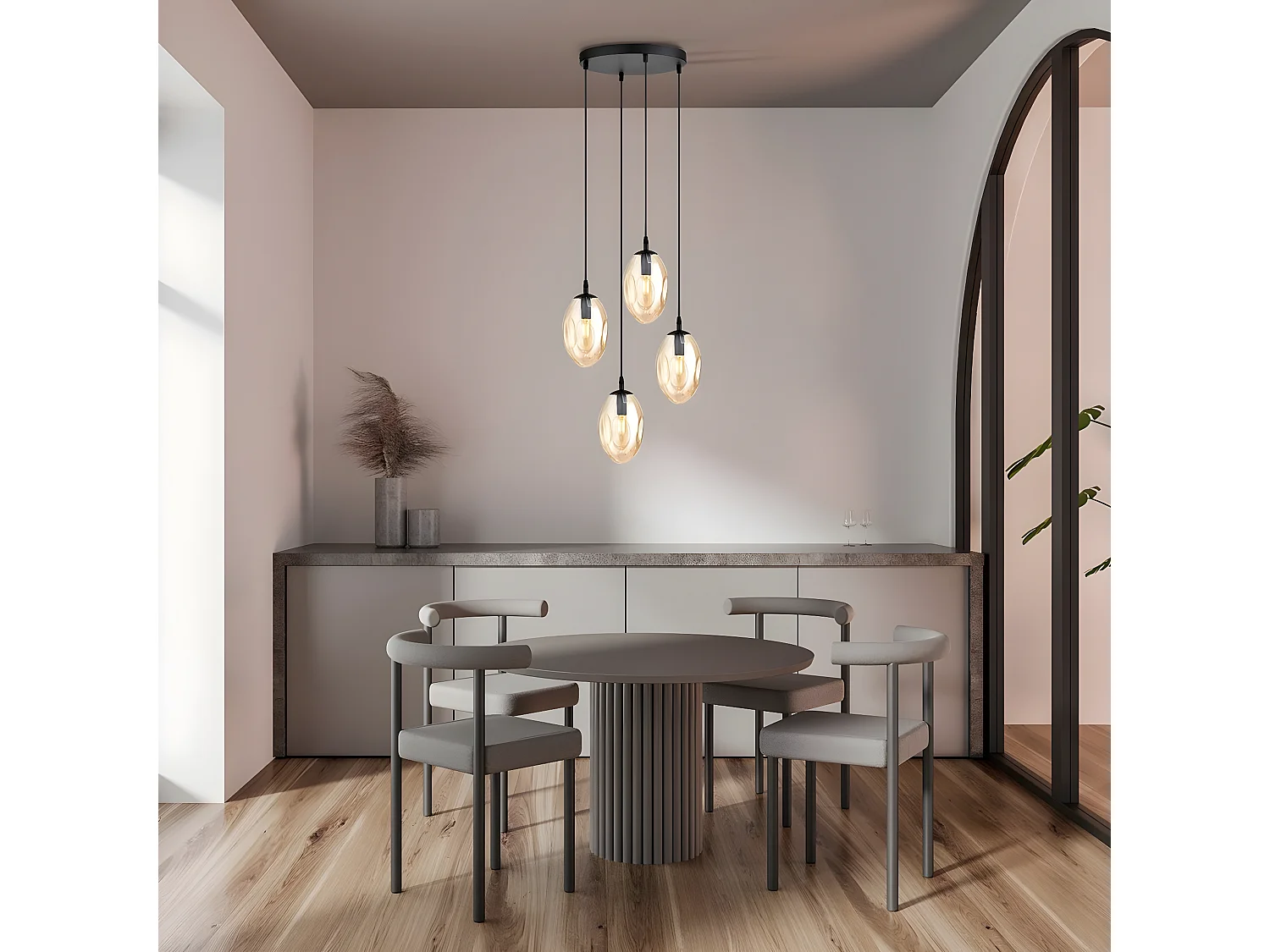 Lampada a Sospensione Astral, Ambra, 40x100x40 cm, Seven Design