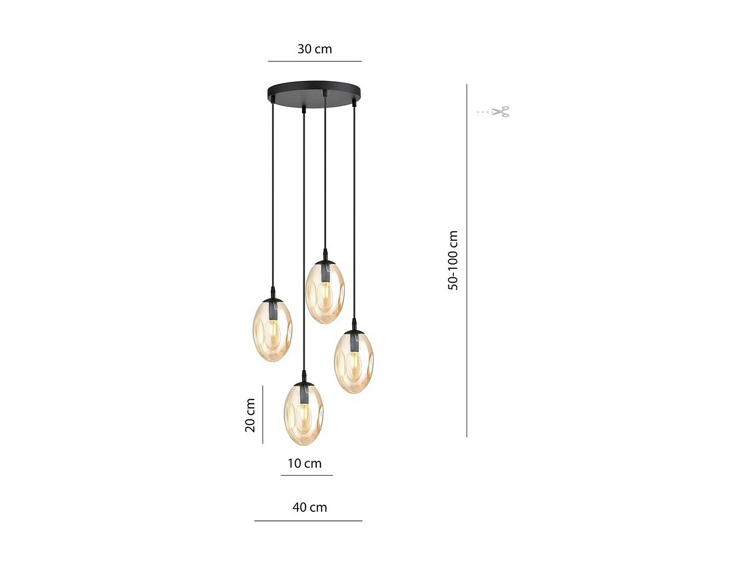 Lampada a Sospensione Astral, Ambra, 40x100x40 cm, Seven Design