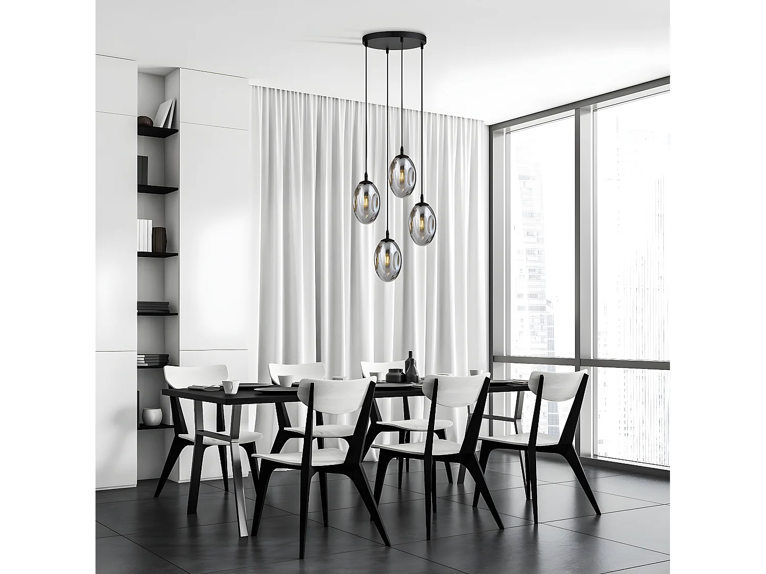 Candeeiro Suspenso Astral 5, Cinzento, 40x100x40 cm, Seven Design