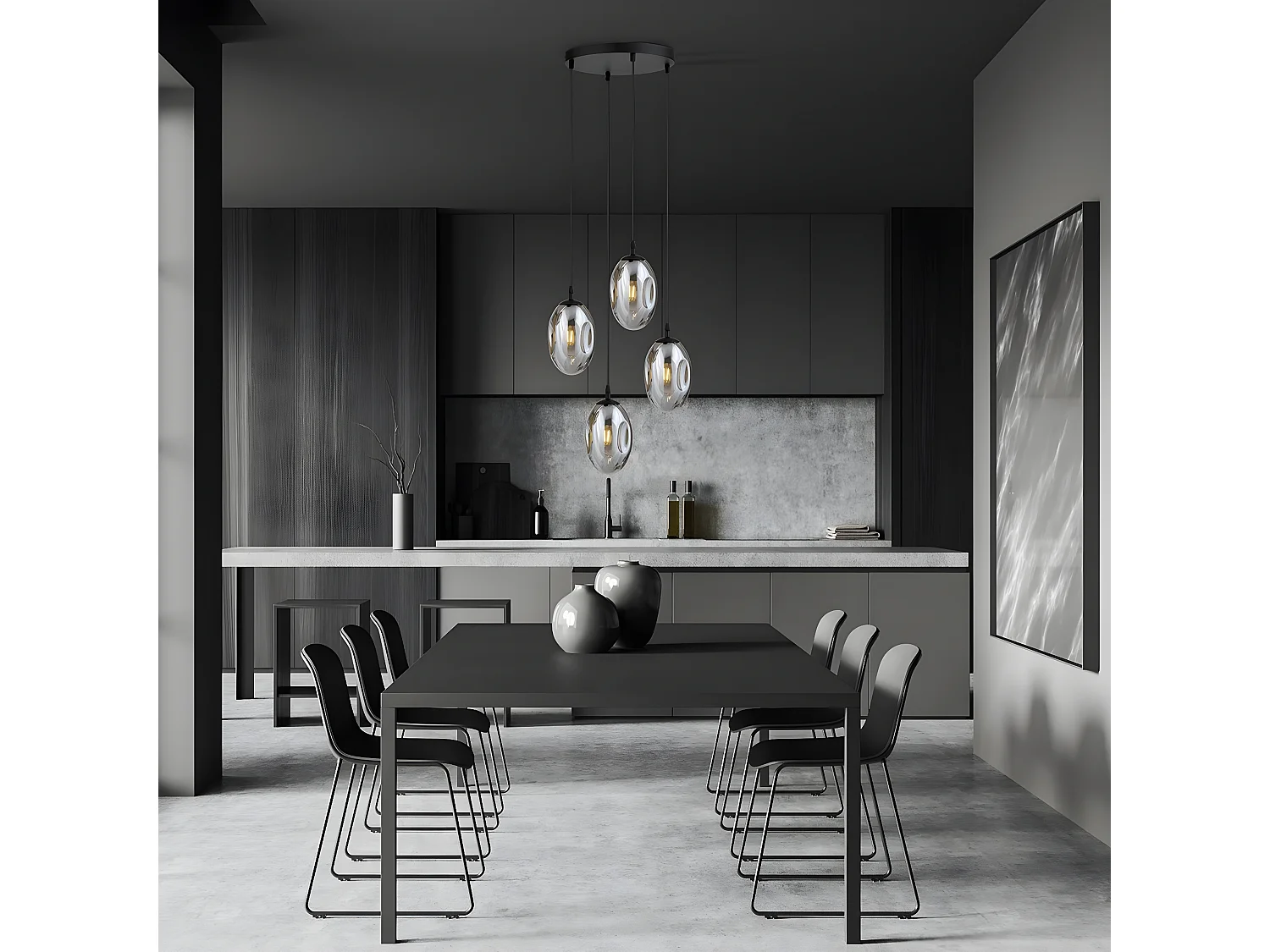 Candeeiro Suspenso Astral 5, Cinzento, 40x100x40 cm, Seven Design