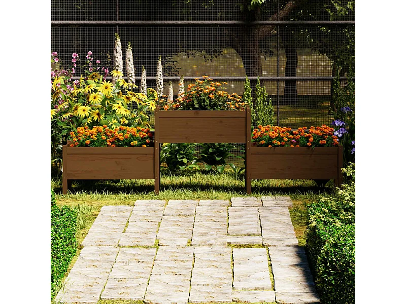 Jardinière Marron miel 245,5x44x75 cm Bois massif de pin