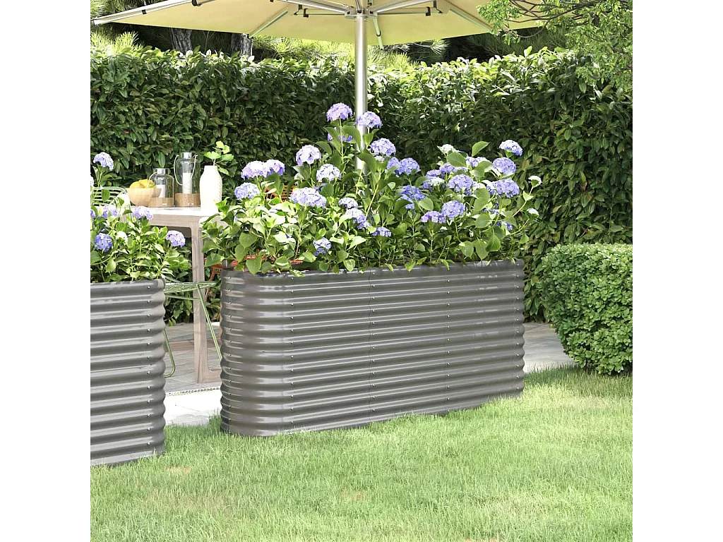 Lit surélevé de jardin Acier enduit de poudre 152x40x68 cm gris