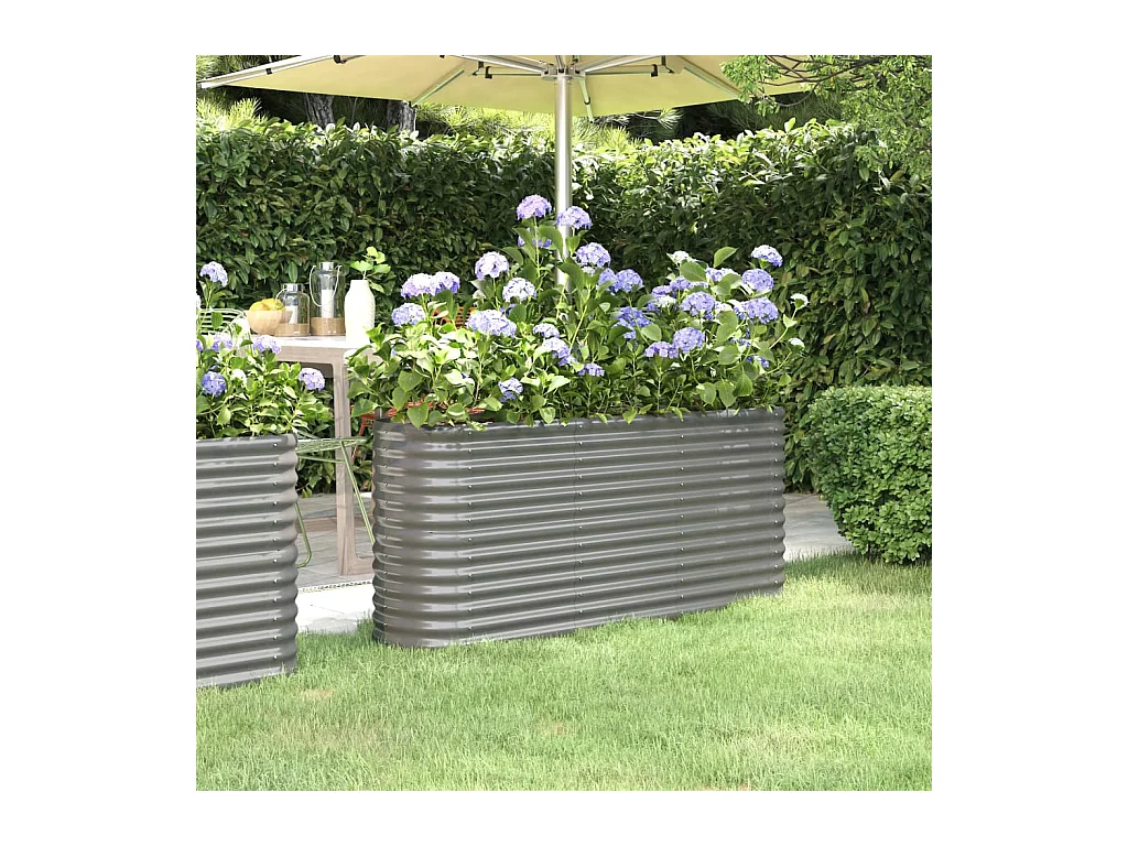 Jardinera arriate acero recubrimiento polvo gris 152x40x68 cm