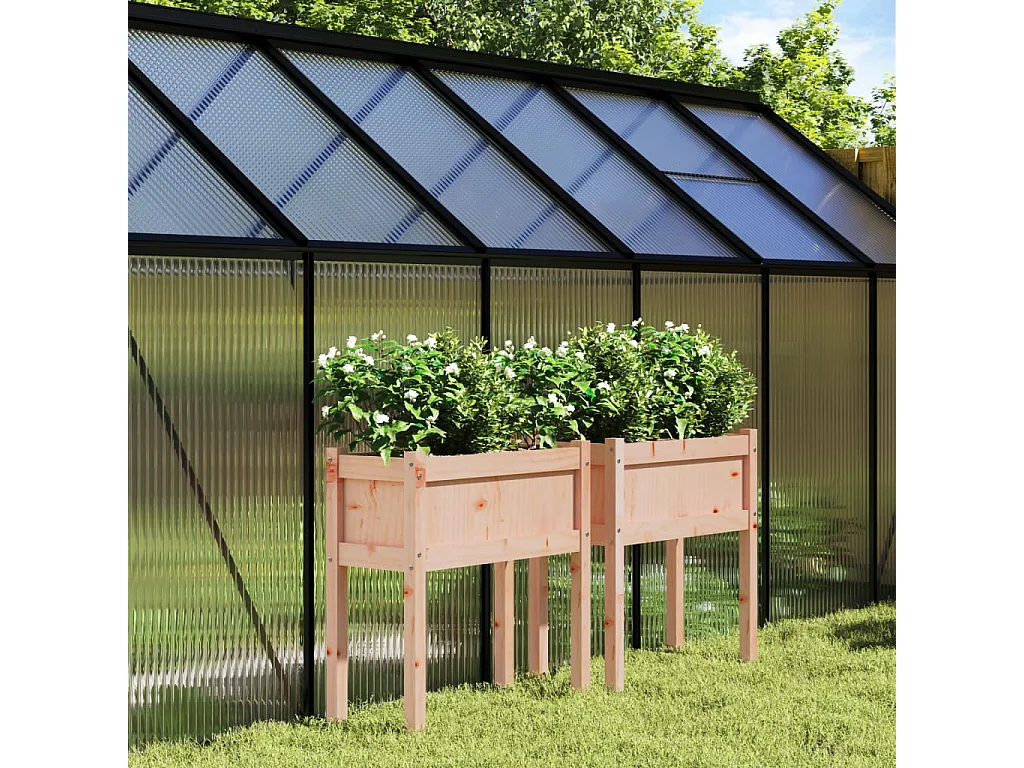 Jardinières 2 pièces avec pieds bois massif douglas