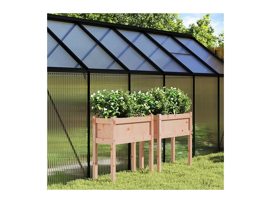 Jardineras con patas 2 unidades madera maciza de abeto Douglas