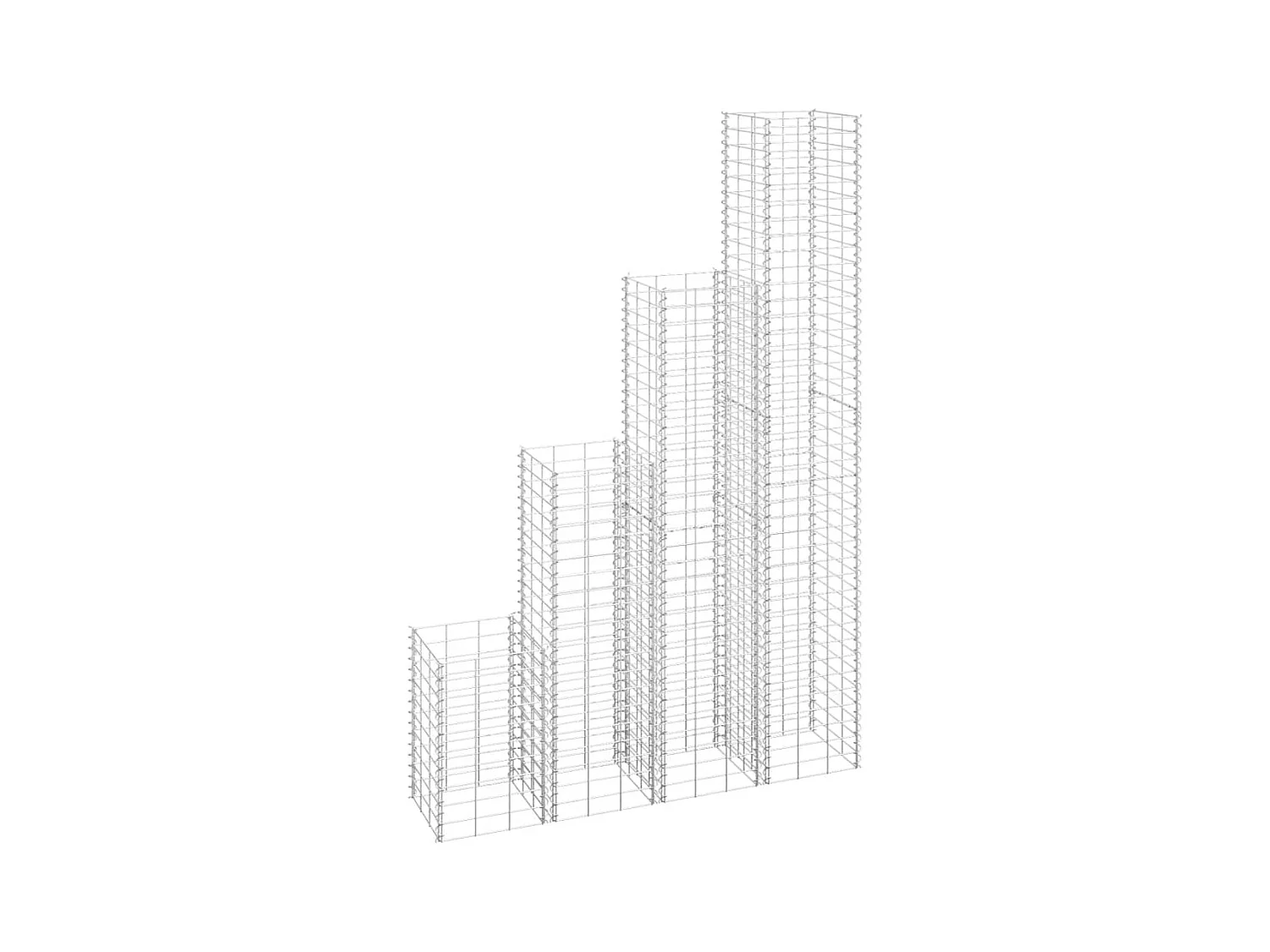 Arriates de gaviones 4 unidades hierro 30x30x50/100/150/200 cm