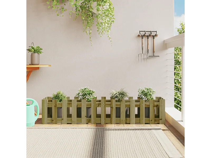 Canteiro elevado c/ design cerca 150x30x30 cm pinho impregnado