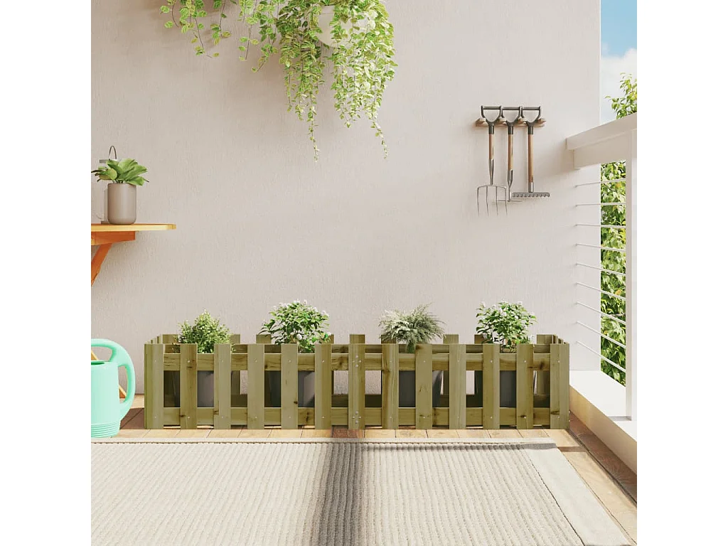 Lit surélevé de jardin design de clôture bois de pin imprégné