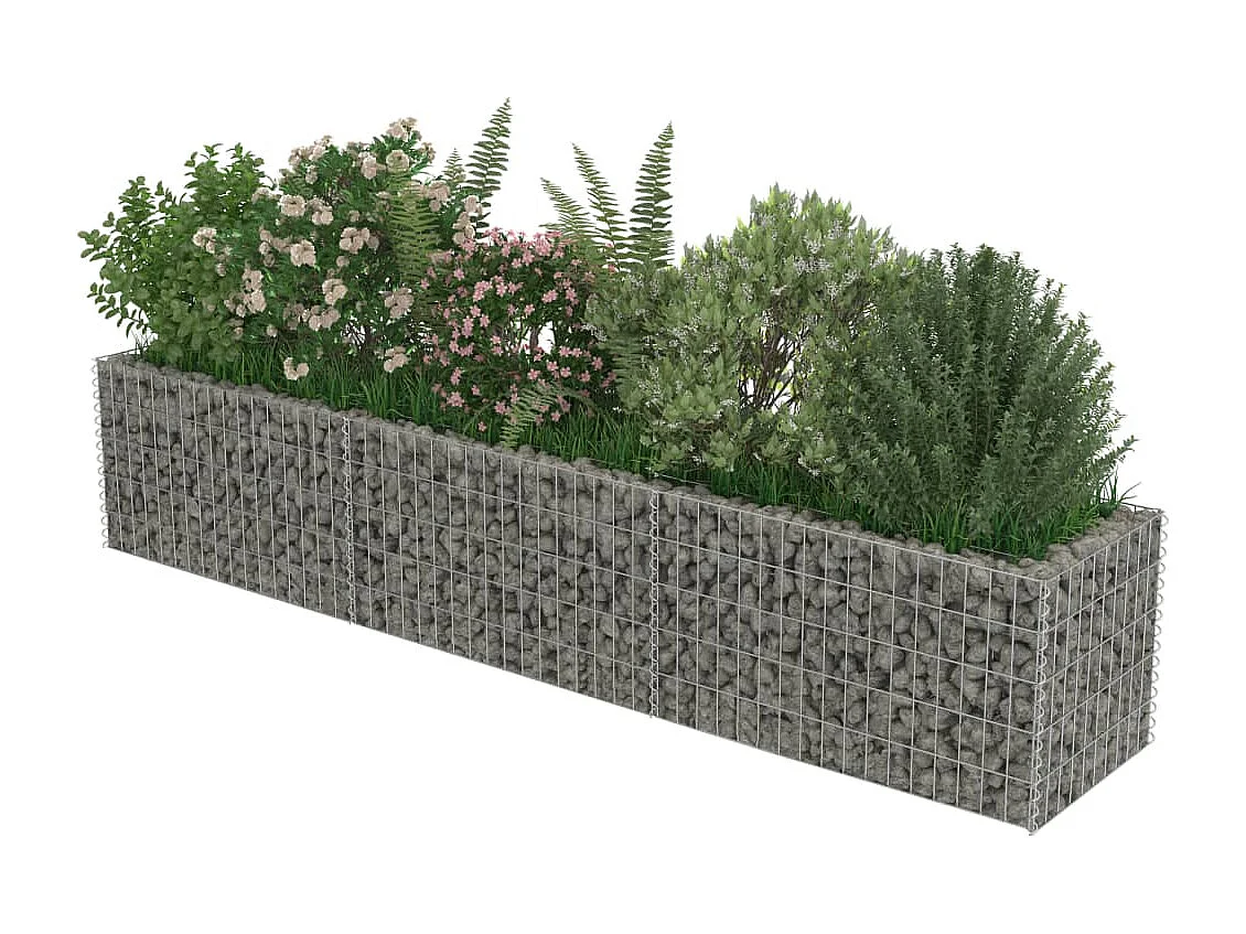 Lit surélevé à gabion Acier galvanisé 270x50x50 cm