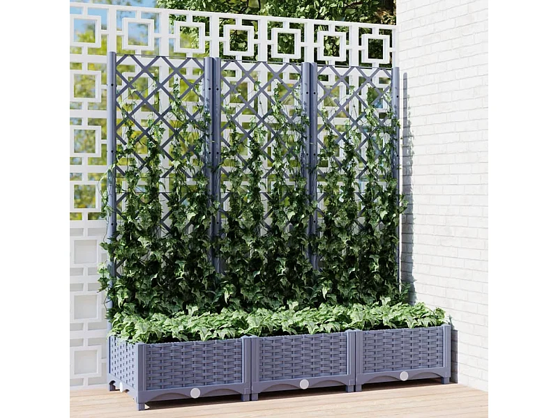 Jardinera con enrejado PP gris oscuro 120x40x121,5 cm