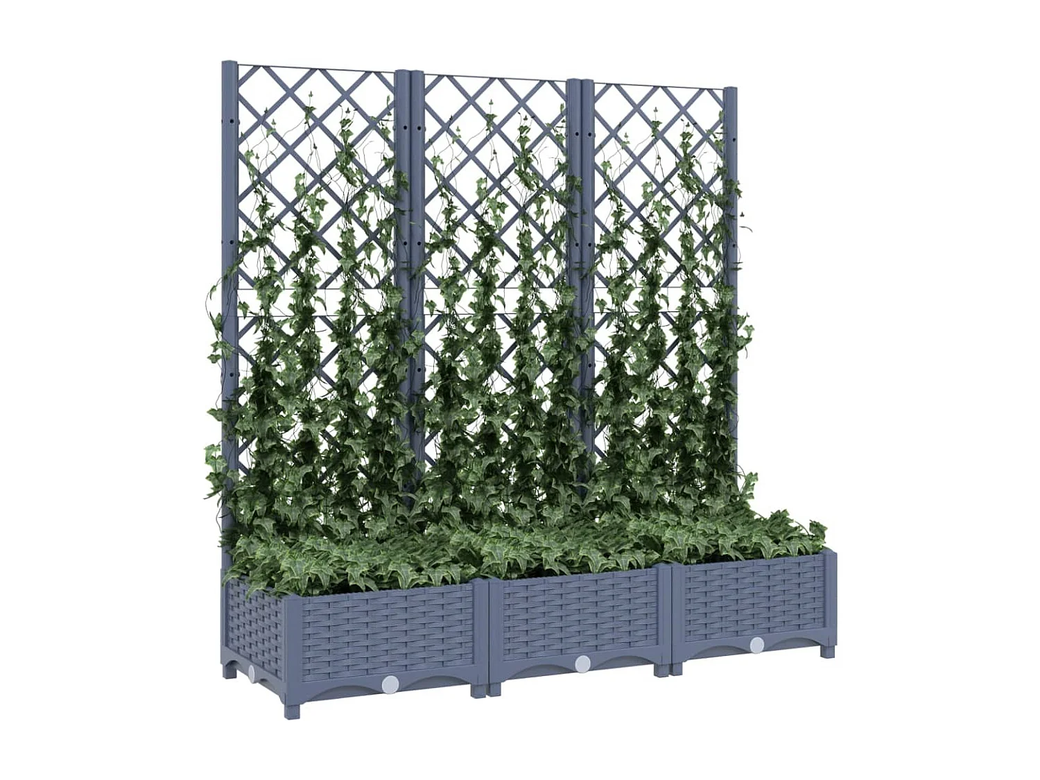 Jardinière avec treillis Gris foncé 120x40x121,5 cm PP