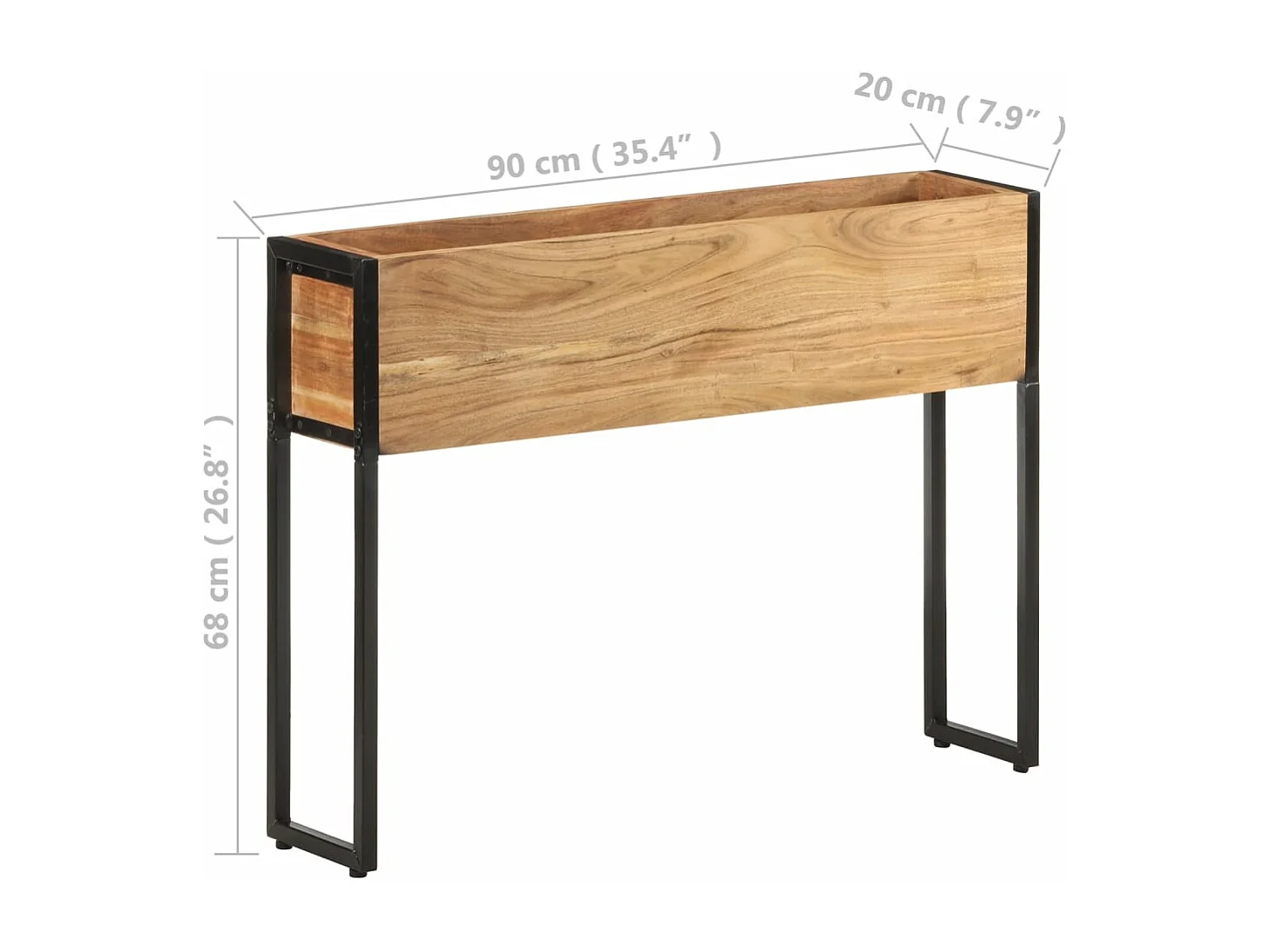 Jardinera de madera maciza de acacia 90x20x68 cm