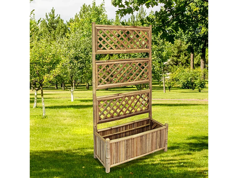 Lit surélevé de jardin avec treillis Bambou 70 cm