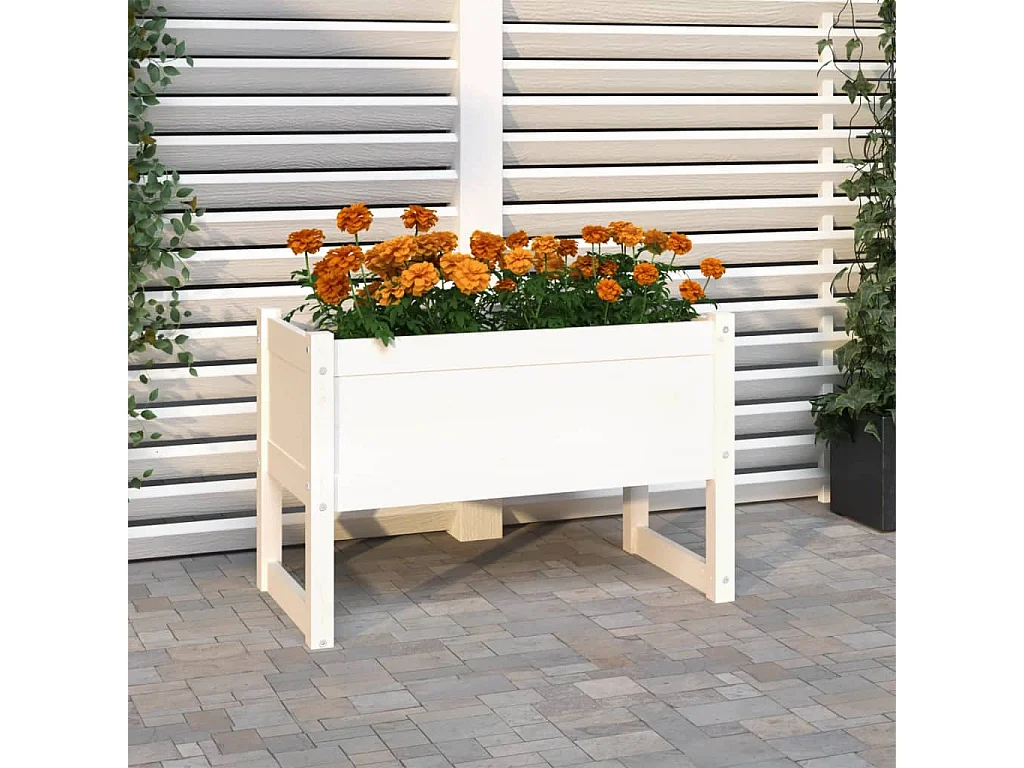 Jardinera madera maciza de pino blanco 78x40x52 cm