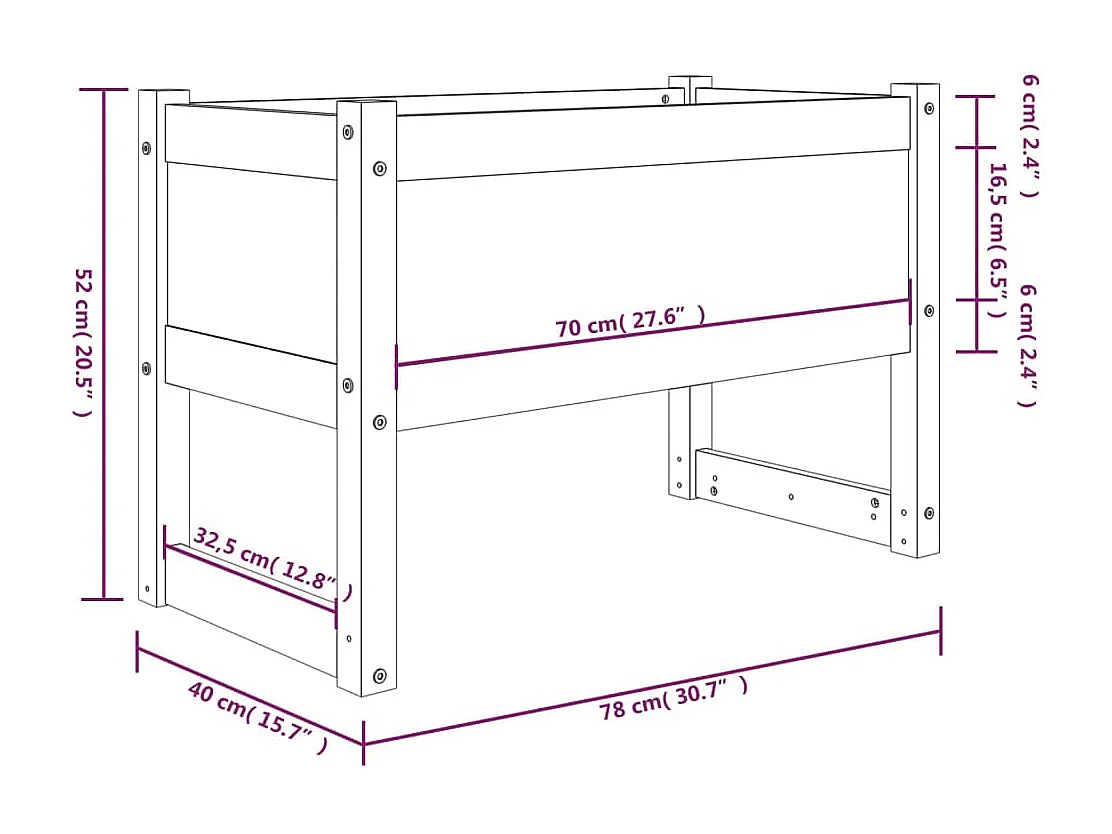 Jardinera madera maciza de pino blanco 78x40x52 cm
