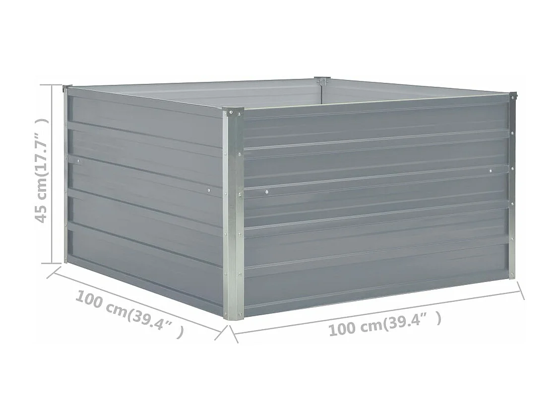 Jardinière 100 x 100 x 45 cm Acier galvanisé Gris