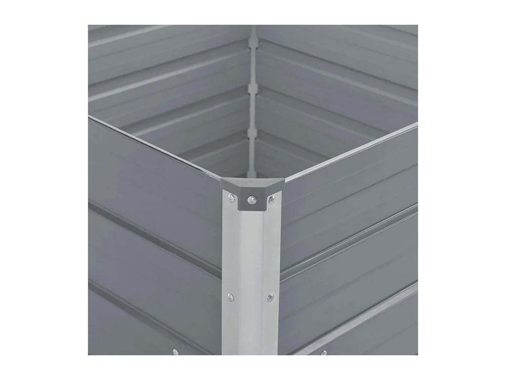 Jardinera elevada de acero galvanizado gris 100x100x45 cm