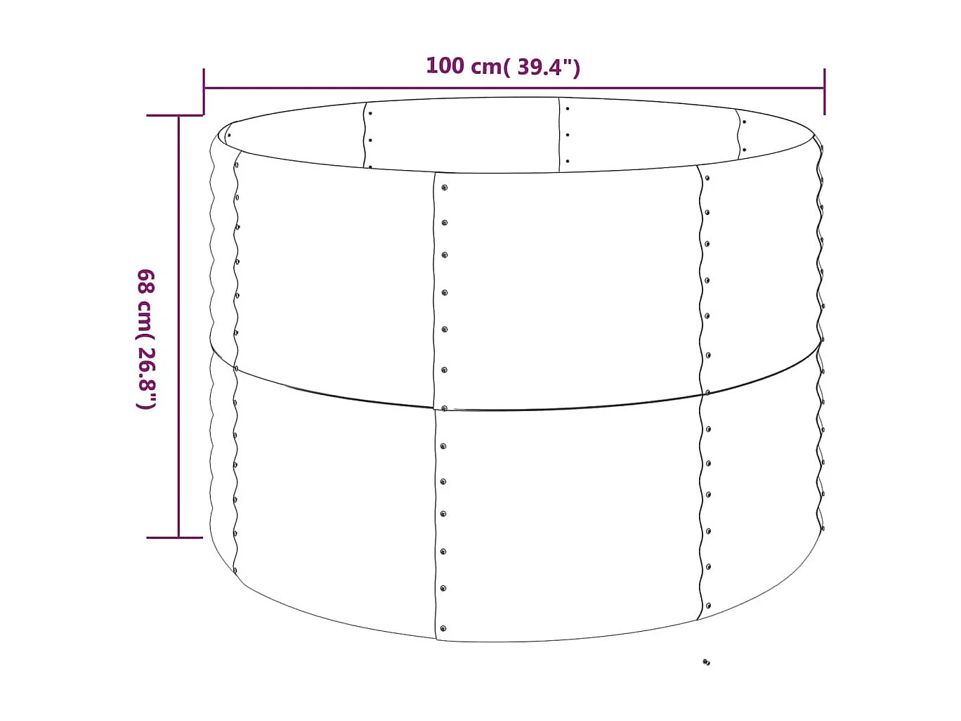 Canteiro elevado jardim 100x100x68 aço revestido a pó castanho