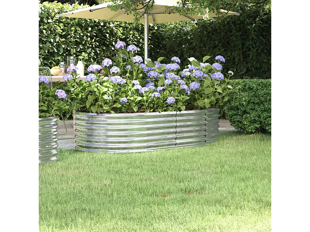 Lit surélevé de jardin Acier enduit de poudre Argenté