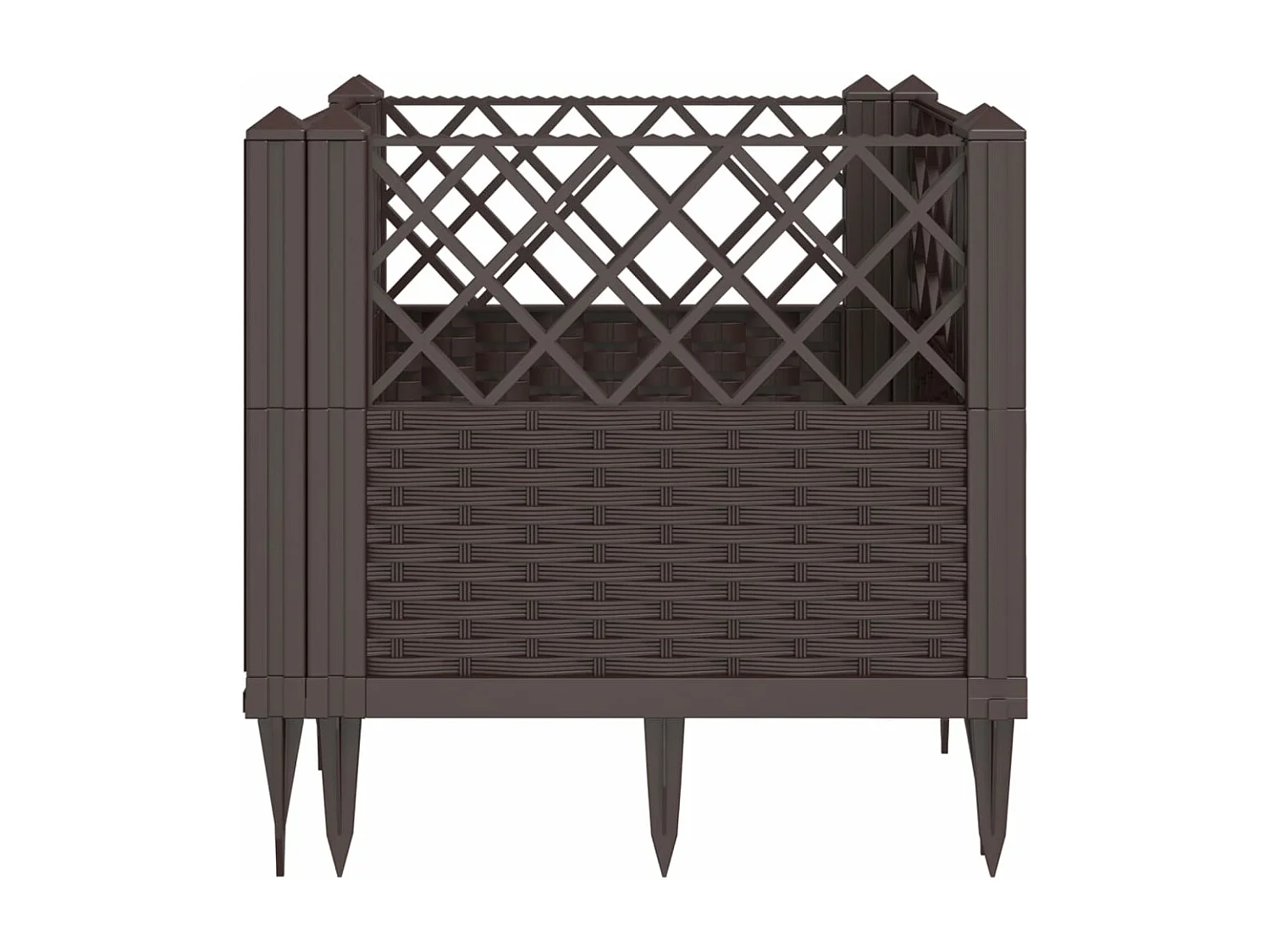 Vaso/floreira de jardim c/ estacas 43,5x43,5x43,5cm PP castanho