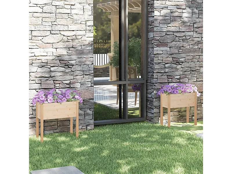 Jardineras 2 unidades madera maciza de pino 70x31x70 cm