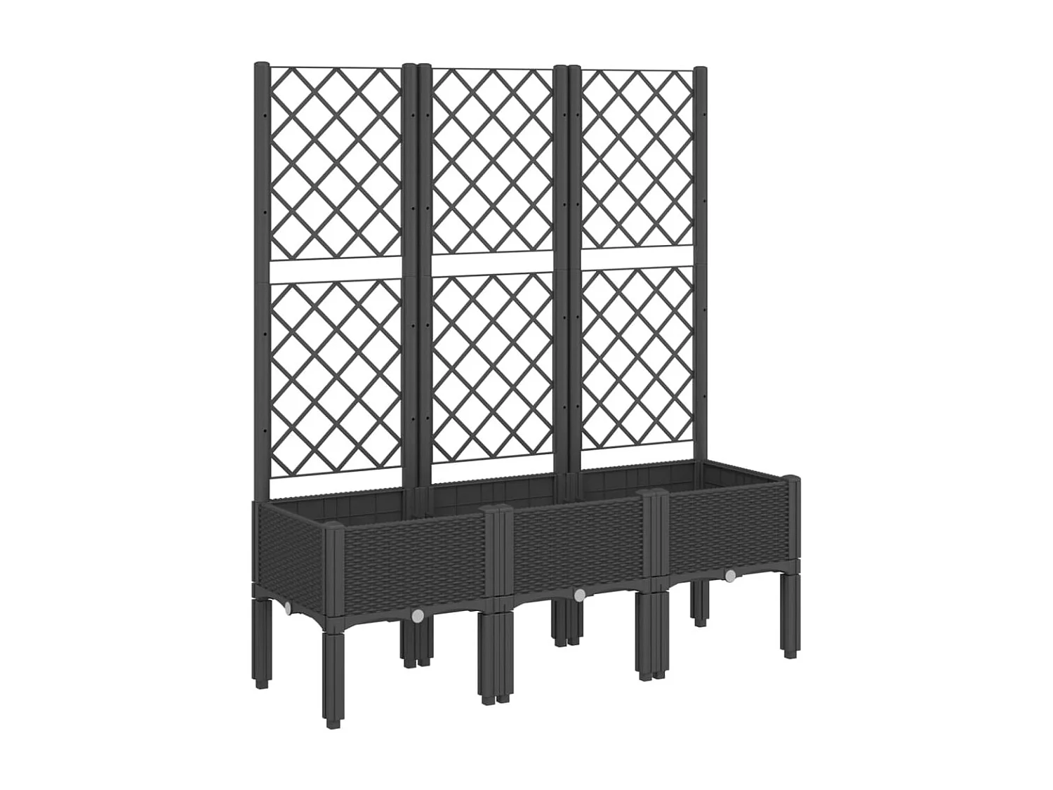 Jardinière avec treillis noir 120x40x142 cm PP