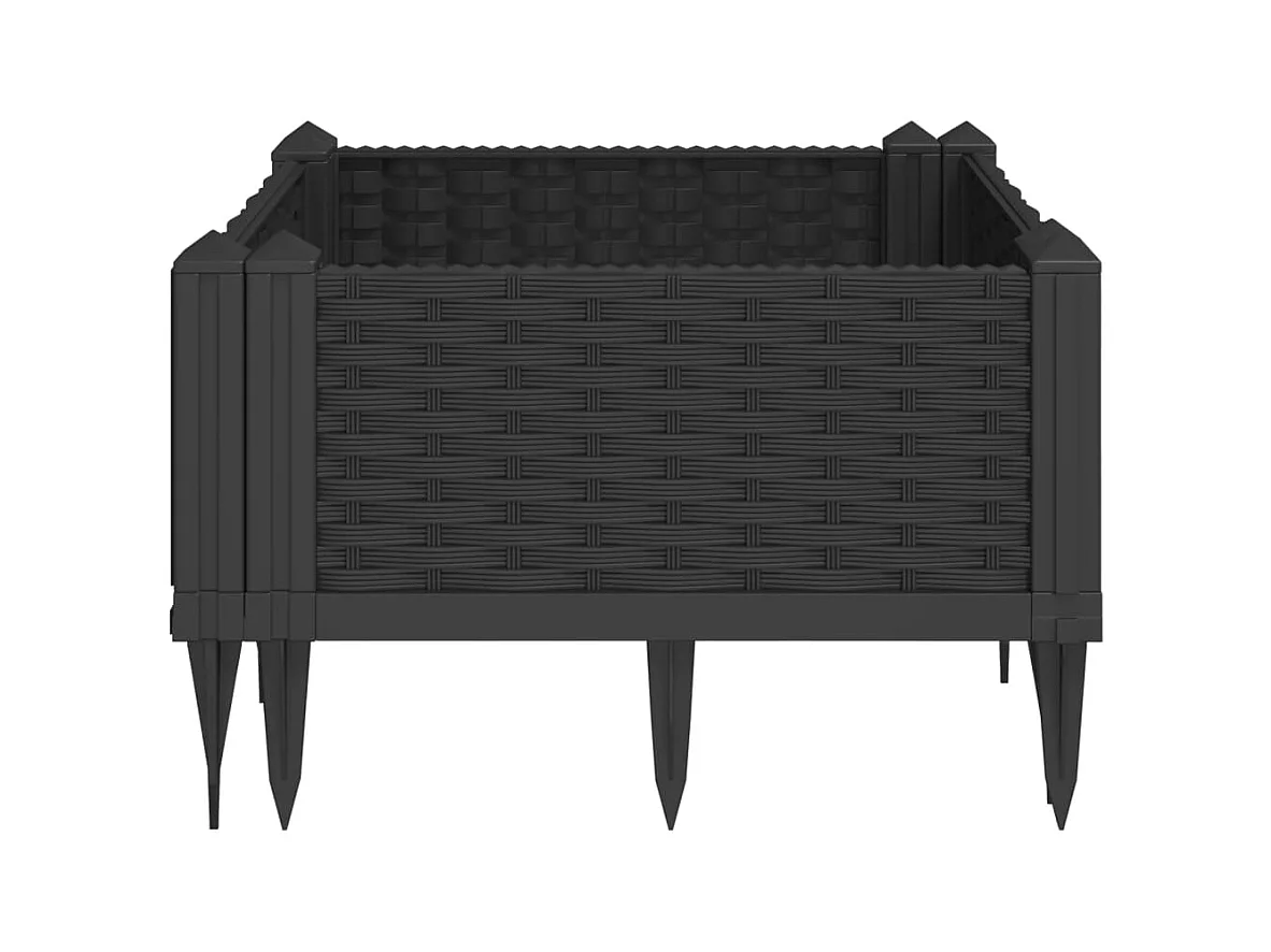 Jardinière avec piquets noir 42,5x42,5x28,5 cm PP