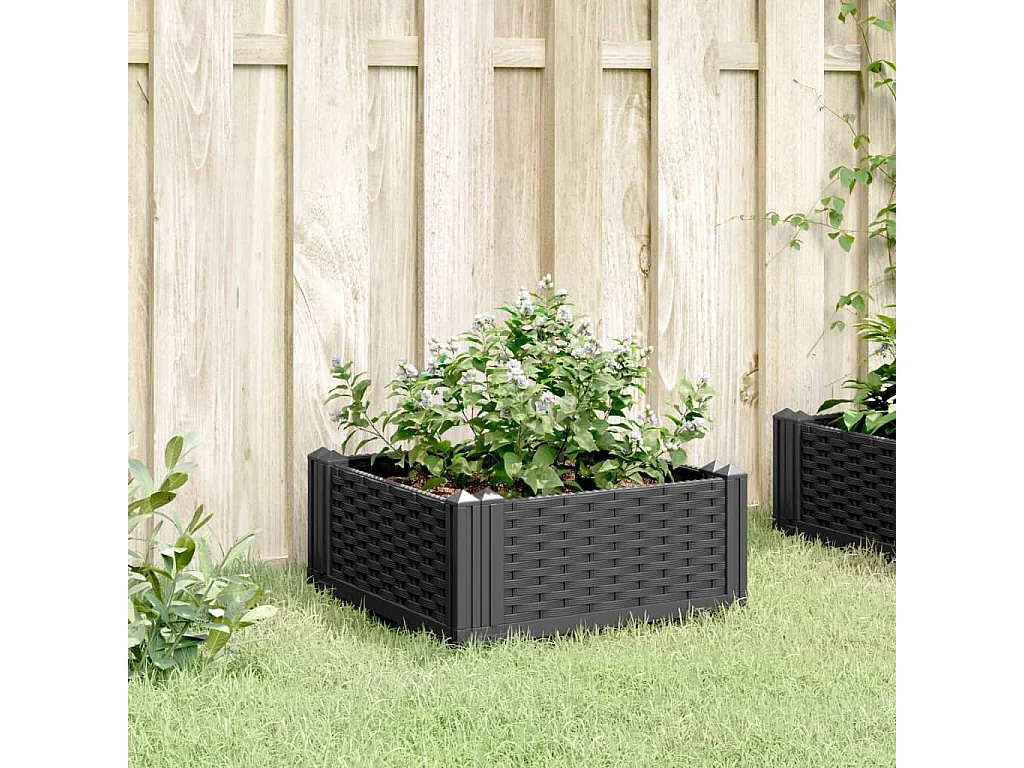 Vaso/floreira de jardim c/ estacas 42,5x42,5x28,5 cm PP preto
