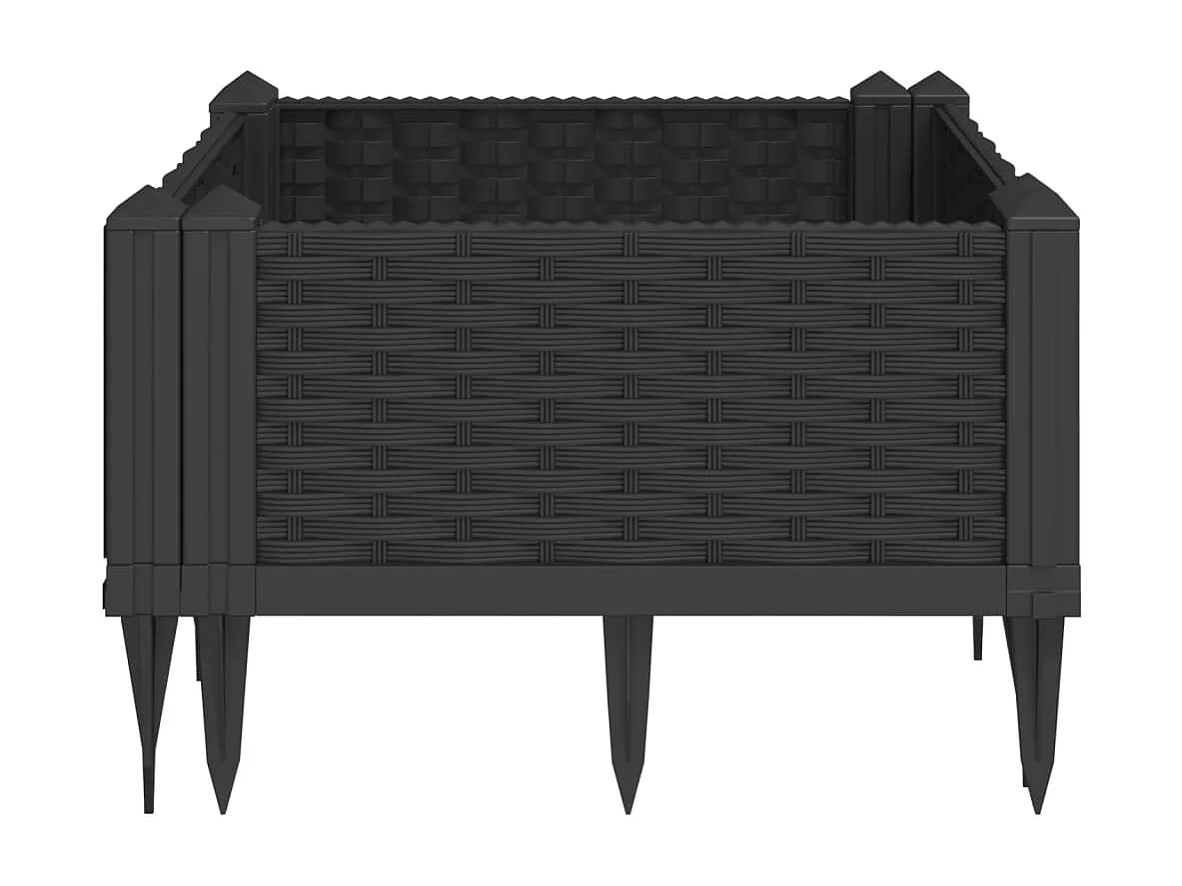 Vaso/floreira de jardim c/ estacas 42,5x42,5x28,5 cm PP preto