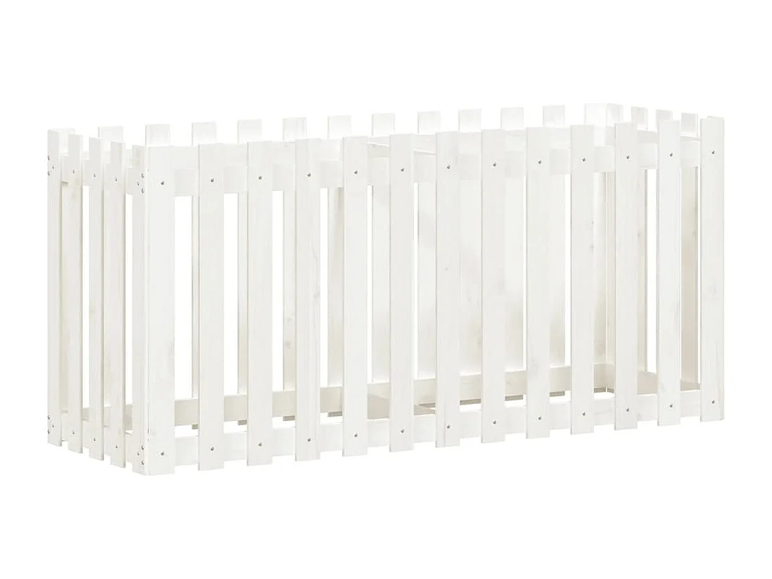 Arriate elevado jardín con valla madera pino blanco 150x50x70cm