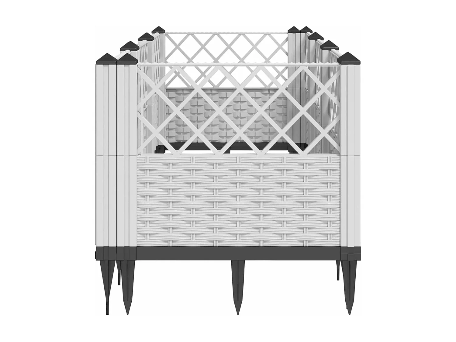Jardinière avec piquets blanc 123,5x43,5x43,5 cm PP