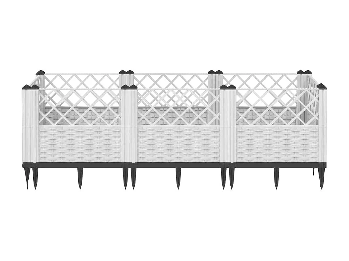Vaso/floreira de jardim c/ estacas 123,5x43,5x43,5 cm PP branco