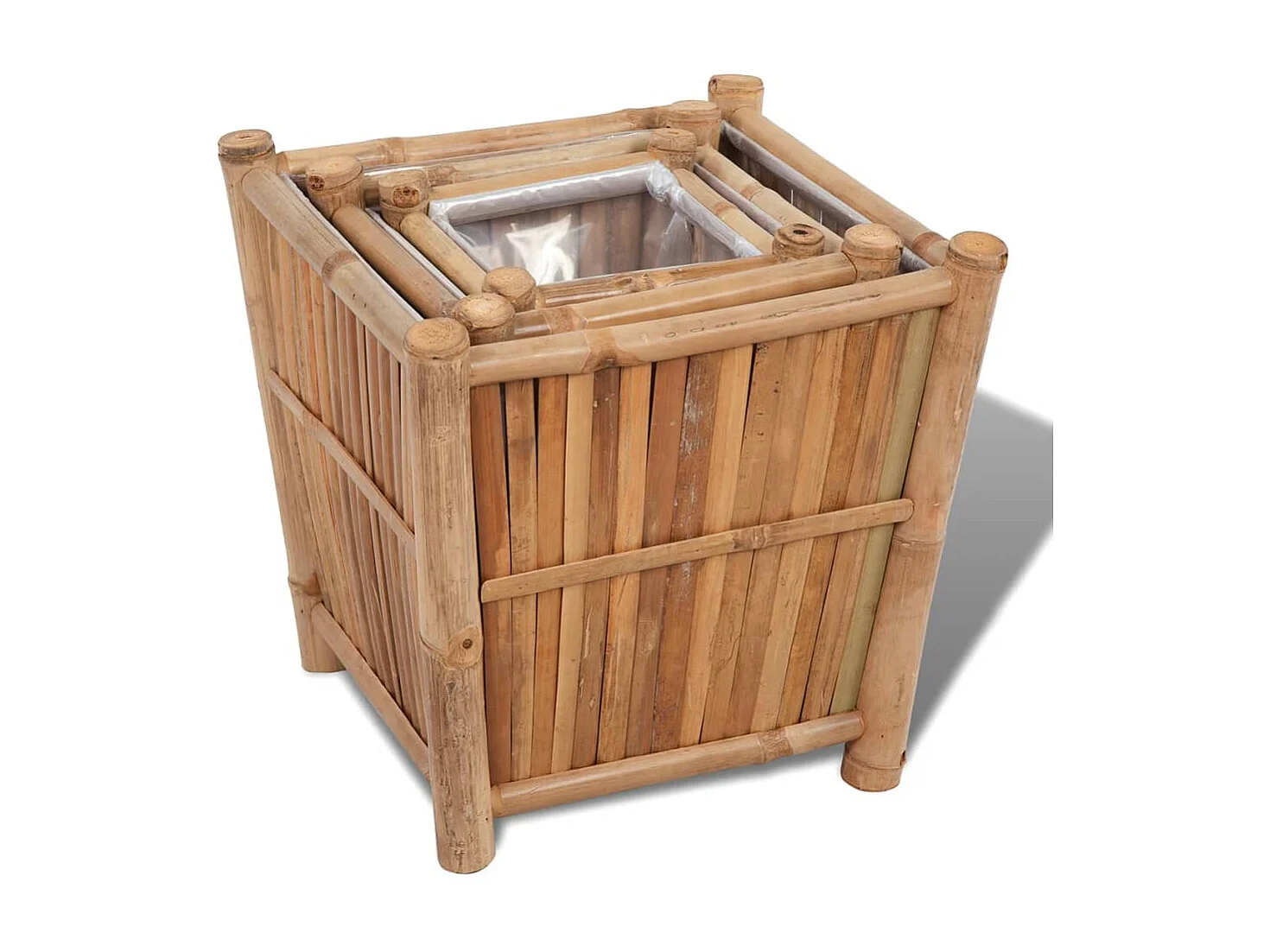 Jardineras con forro de nailon 3 unidades bambú